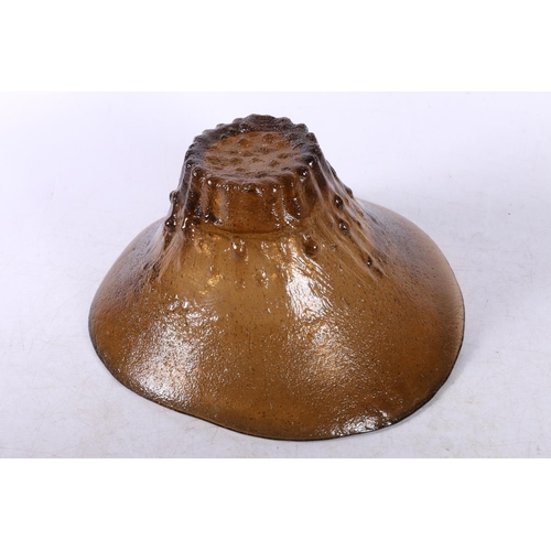 43 - Art Glass brown smoked nobbled bowl.