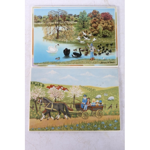 45 - Villeroy & Boch Vilbo ceramic postcards to include Circus, Farming, etc.