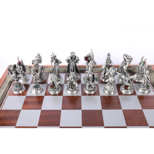 46 - The Fantasy of the Crystal chess set complete with pewter pieces set with sparkling faceted crystals... 