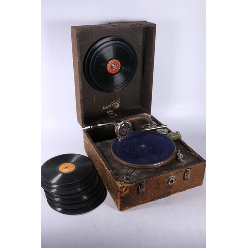 63 - National Band gramophone and records, along with a photograph album.