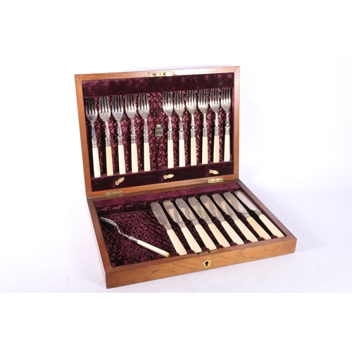 74 - Part canteen of cutlery, within fitted Johnstone & Co. box.