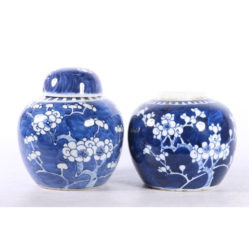 84 - Two Chinese blue and white ginger jars, one with lid.