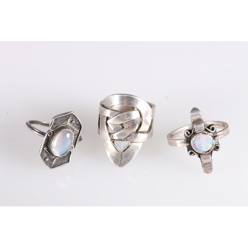 100 - Fifteen contemporary silver and other dress rings, all unmarked but many certainly the work of Rita ... 