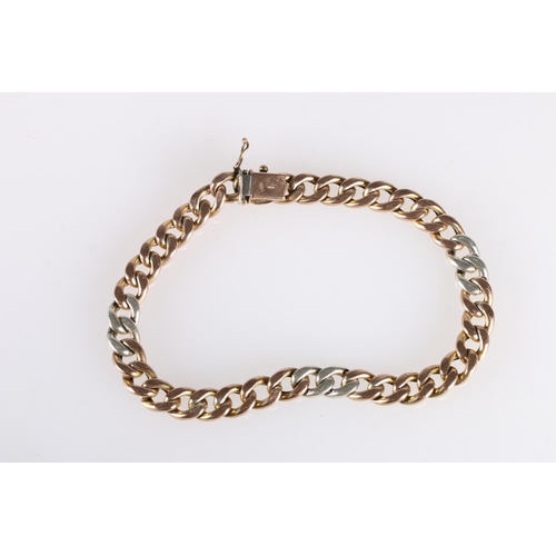 101 - 8ct gold curb link bracelet set with diamond chips, the clasp stamped '333',12.4g gross. 