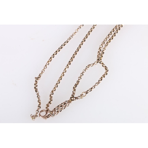 104 - 9ct gold belcher link neck chain, the clasp stamped '9ct', 8.3g, and a 9ct gold gate link bracelet w... 