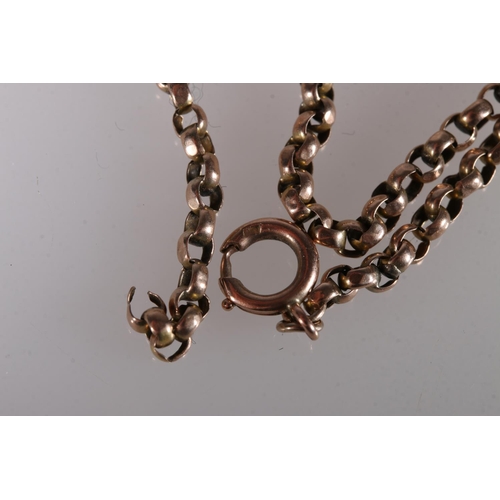 104 - 9ct gold belcher link neck chain, the clasp stamped '9ct', 8.3g, and a 9ct gold gate link bracelet w... 