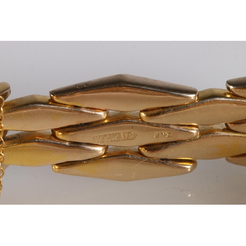 105 - 9ct gold bracelet, makers marks W&W Ltd, stamped '9ct', 26.9g gross. The links possibly filled a... 