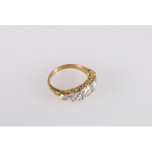 120 - 18ct yellow gold diamond thirteen-stone ring, thecentral 0.5ct diamond flanked by 0.25ct diamondsand... 