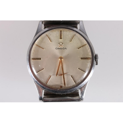 131 - Gents Omega wristwatch with 15 jewel movement #10046608, stainless steel case on Prima-Flex bracelet... 