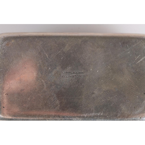 90 - New Zealand white metal hinged topped vesta case box, the lid inset with rectangular green Pounamu s... 