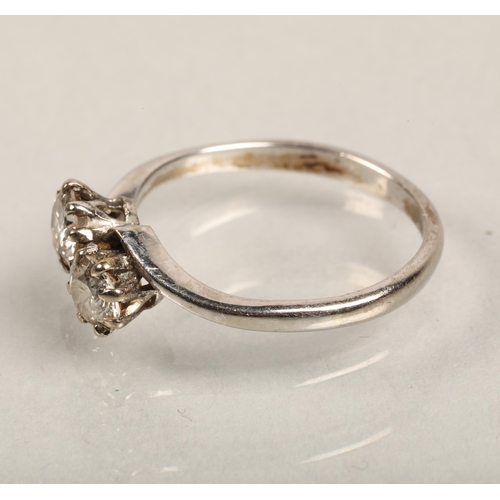 59 - Ladies two stone diamond ring mounted on white metal and a platinum wedding band, total weight 5.4g