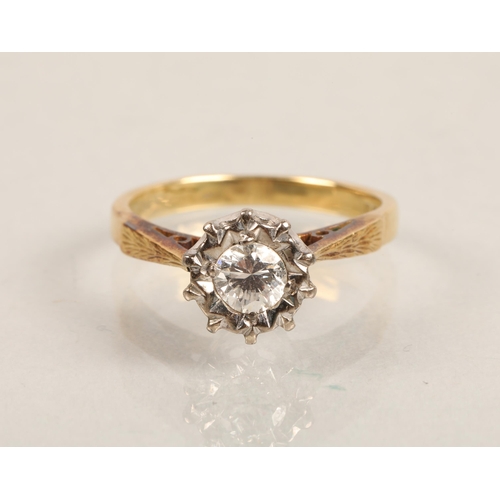 68 - Ladies 18ct gold diamond solitaire ring, central stone 0.4 carat set in an illusion setting on an 18... 