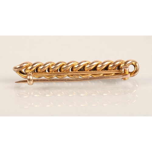 77 - 15ct marked gold chain design pin brooch, 5.1g