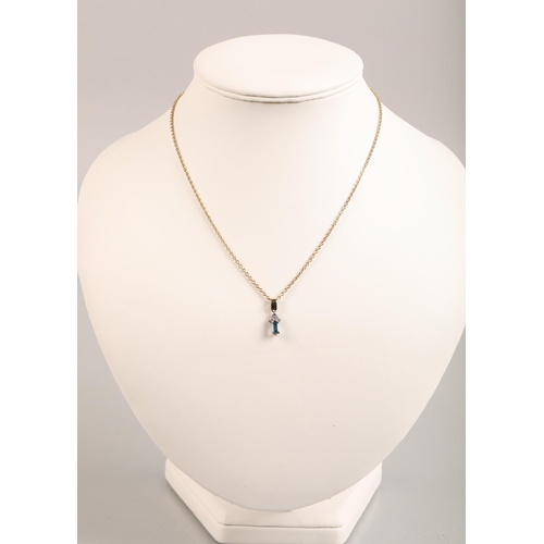 80 - Diamond and topaz set pendant on a 9ct gold chain