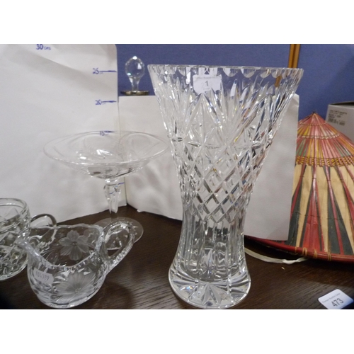 1 - Crystal and glass to include a Bohemian-style decanter and stopper, antique glass decanter with whit... 