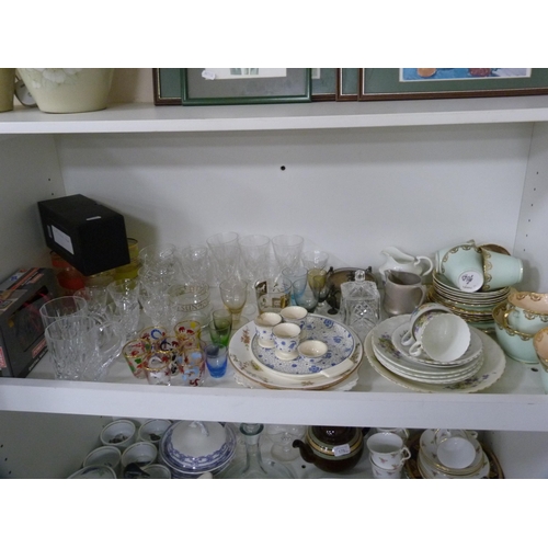 108 - Collection of decorative items including part tea sets, cut glass, jam dish, jugs, cruet set, egg cu... 