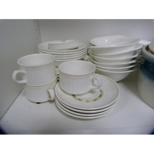 116 - Wedgwood 'Blue Pacific' part dinner set, set of Wedgwood 'Insignia' bowls etc (one shelf).