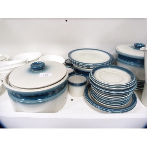 116 - Wedgwood 'Blue Pacific' part dinner set, set of Wedgwood 'Insignia' bowls etc (one shelf).