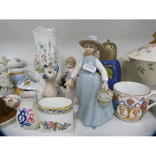 127 - Decorative items to include Poole Pottery vase, Coronation ware, figure, cow creamer, ornaments etc ... 