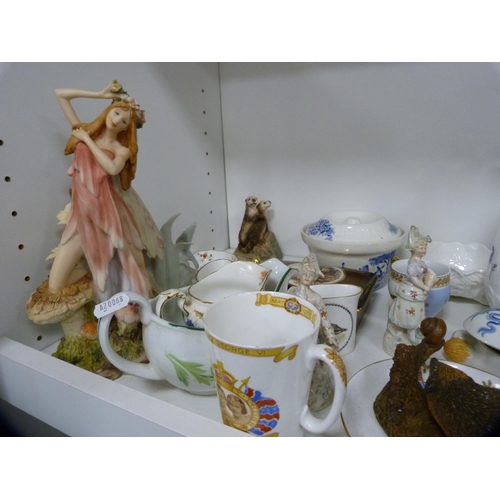 127 - Decorative items to include Poole Pottery vase, Coronation ware, figure, cow creamer, ornaments etc ... 