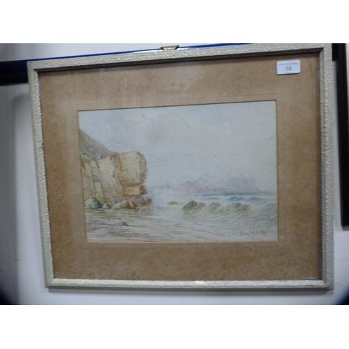 16 - Edward H SimpsonRocky headlandSigned, watercolour, and a framed print.