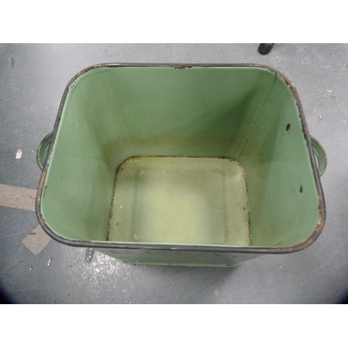 168 - Green enamel bread bin.