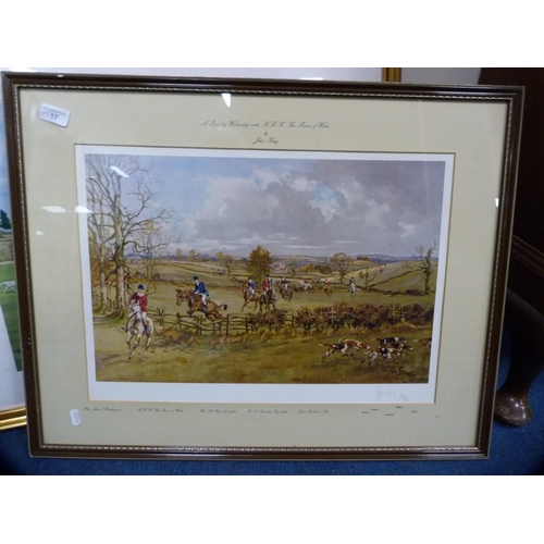 17 - John King'A Pytchley Wednesday with HRH The Prince of Wales'Pencil signed print, no. 264/350, a hunt... 