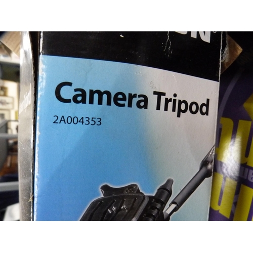 171 - Carton containing various games, tripod etc.