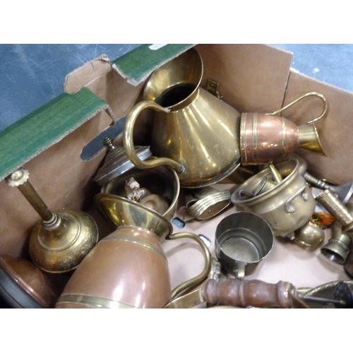 176 - Collection of copper and brassware to include lamps, jugs etc.