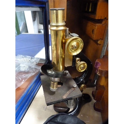 177 - Microscope in fitted case by Alexander & Fowler of Liverpool and a pair of Zeiss 10x40 field gla... 