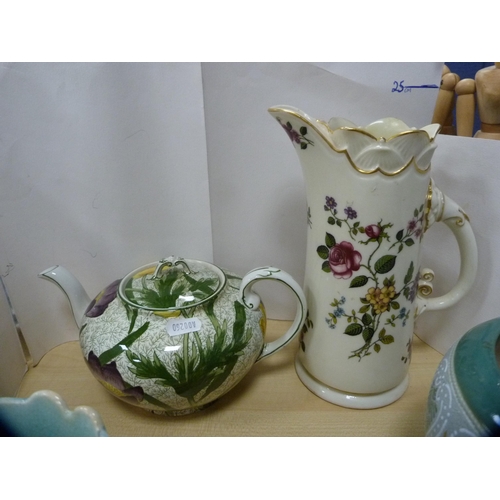 18 - Collection of decorative ceramics to include Chintz pattern teapot, pair of floral decorated plates,... 