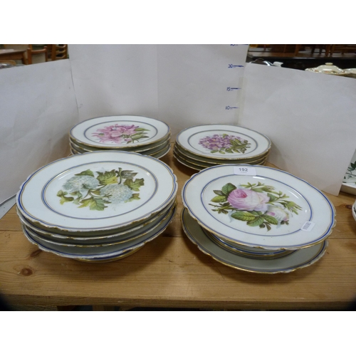 192 - Porcelain fruit set decorated with botanical specimens on a white ground.  (14)