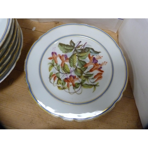 192 - Porcelain fruit set decorated with botanical specimens on a white ground.  (14)