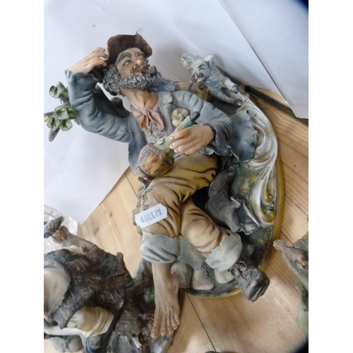 203 - Collection of modern Capodimonte figures, mainly modelled as beggars, assorted sizes, and a Capodimo... 