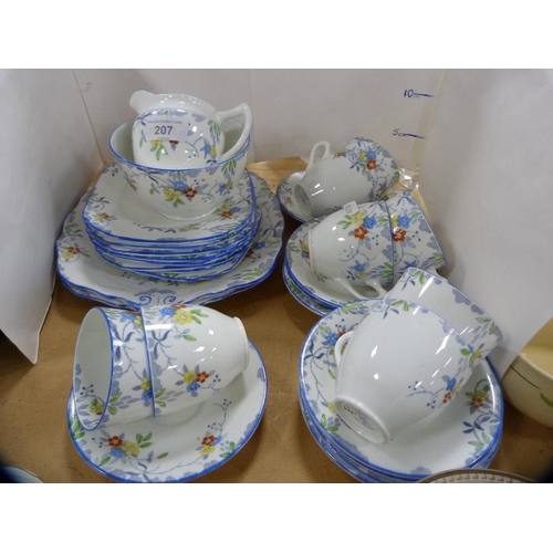 207 - Sutherland China floral decorated part tea set.