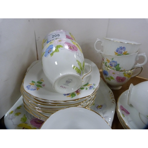 208 - Rosina floral decorated part tea set.