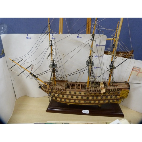 21 - Two model boats, 'Destiny' and 'HMS Victory'.  (2)