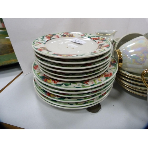 225 - Czechoslovakian lustre part tea set, and a part tea and dinner set.