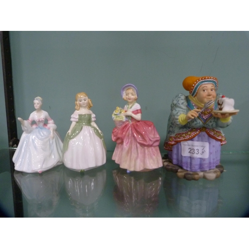 233 - Three small Royal Doulton figures, 'Diana', 'Penny' and 'Cissie', and a Greenwich Workshop limited e... 