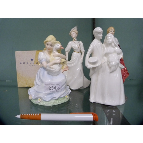 234 - Paragon figure, 'Lady Cynthia', Coalport figure, 'Lorraine', Royal Doulton Images figure of a bride ... 