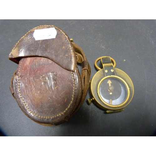 242 - Cruchon & Emons of London military-issue compass, WWI period, no. 44664, with tooled outer case.