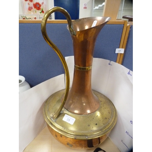 28 - Copper and brass ewer.