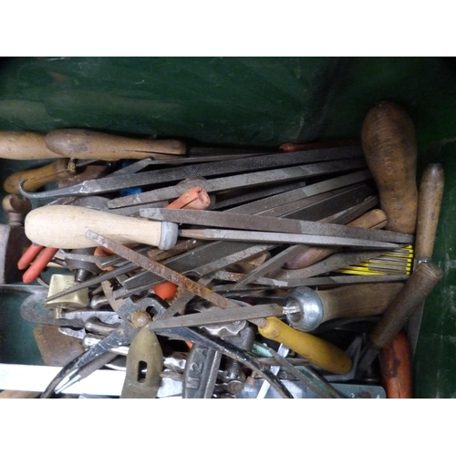 363 - Two tubs containing socket sets, socket parts, chisels, pliers, hand tools etc.