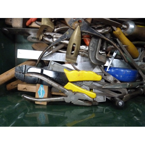 363 - Two tubs containing socket sets, socket parts, chisels, pliers, hand tools etc.