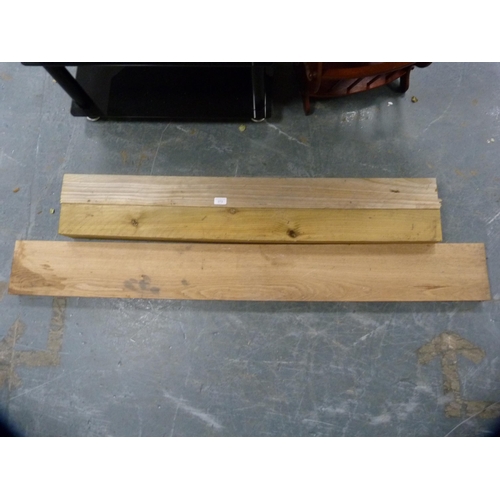 373 - Two blocks of pine and an oak plank.