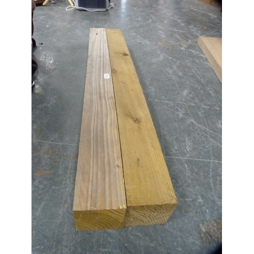 373 - Two blocks of pine and an oak plank.