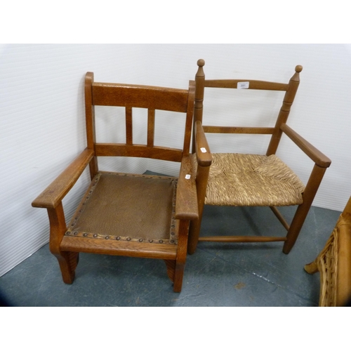 391 - Arts & Crafts-style child's chair and another child's chair with woven seat.  (2)