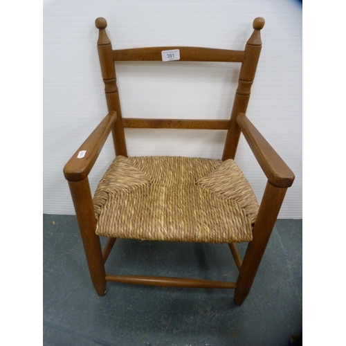 391 - Arts & Crafts-style child's chair and another child's chair with woven seat.  (2)