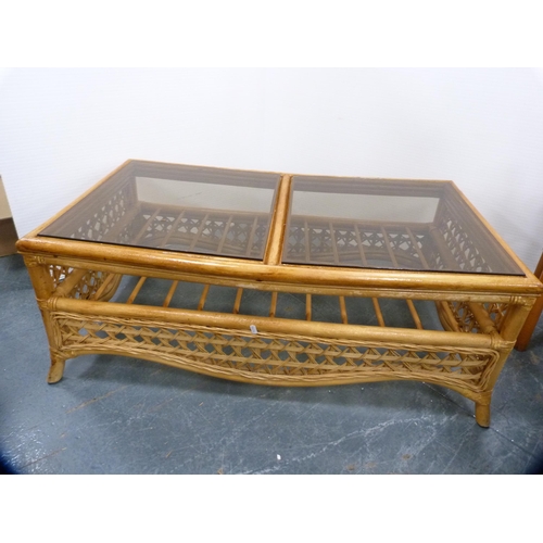 392 - Two modern towel rails and a bamboo-effect coffee table.  (3)