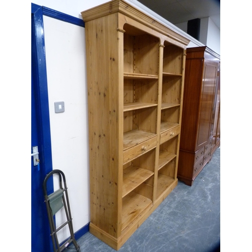 401 - Large modern pine open bookcase.